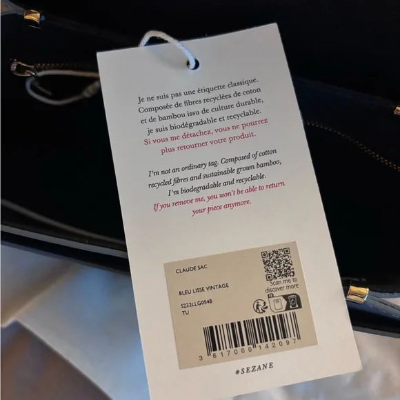 SOLD NWT Sézane Claude Bag in Smooth Vintage Blue - Picture 10 of 12